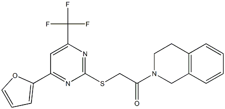 2-(3,4-dihydro-2(1H)-isoquinolinyl)-2-oxoethyl 4-(2-furyl)-6-(trifluoromethyl)-2-pyrimidinyl sulfide Structure
