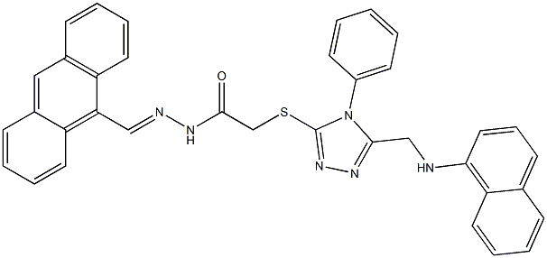 N'-(9-anthrylmethylene)-2-({5-[(1-naphthylamino)methyl]-4-phenyl-4H-1,2,4-triazol-3-yl}sulfanyl)acetohydrazide Structure