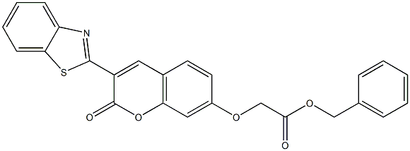 benzyl {[3-(1,3-benzothiazol-2-yl)-2-oxo-2H-chromen-7-yl]oxy}acetate 구조식 이미지