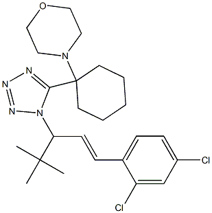 4-(1-{1-[1-tert-butyl-3-(2,4-dichlorophenyl)-2-propenyl]-1H-tetraazol-5-yl}cyclohexyl)morpholine Structure