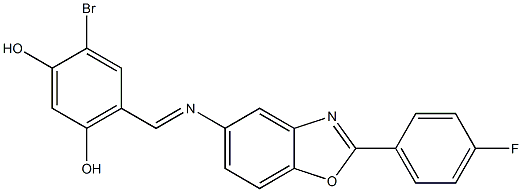 4-bromo-6-({[2-(4-fluorophenyl)-1,3-benzoxazol-5-yl]imino}methyl)-1,3-benzenediol 구조식 이미지