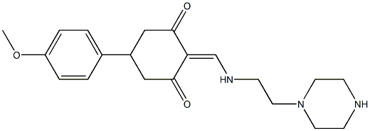 5-(4-methoxyphenyl)-2-({[2-(1-piperazinyl)ethyl]amino}methylene)-1,3-cyclohexanedione Structure