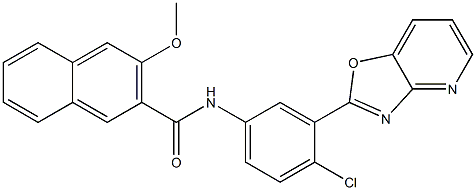 N-(4-chloro-3-[1,3]oxazolo[4,5-b]pyridin-2-ylphenyl)-3-methoxy-2-naphthamide Structure