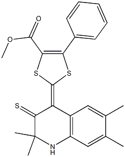 methyl 5-phenyl-2-(2,2,6,7-tetramethyl-3-thioxo-2,3-dihydro-4(1H)-quinolinylidene)-1,3-dithiole-4-carboxylate Structure
