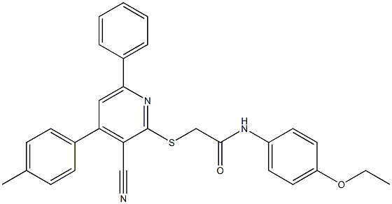 2-{[3-cyano-4-(4-methylphenyl)-6-phenyl-2-pyridinyl]sulfanyl}-N-(4-ethoxyphenyl)acetamide 구조식 이미지