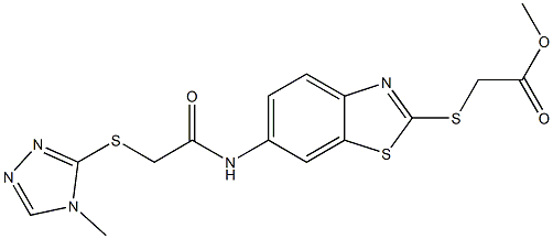 methyl {[6-({[(4-methyl-4H-1,2,4-triazol-3-yl)sulfanyl]acetyl}amino)-1,3-benzothiazol-2-yl]sulfanyl}acetate Structure