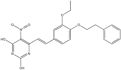 6-{2-[3-ethoxy-4-(2-phenylethoxy)phenyl]vinyl}-5-nitro-2,4-pyrimidinediol 구조식 이미지