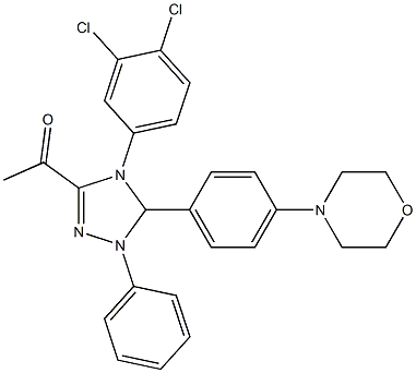 1-{4-(3,4-dichlorophenyl)-5-[4-(4-morpholinyl)phenyl]-1-phenyl-4,5-dihydro-1H-1,2,4-triazol-3-yl}ethanone 구조식 이미지