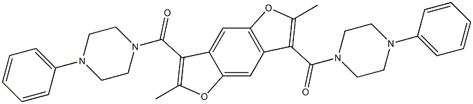 1-({2,6-dimethyl-7-[(4-phenyl-1-piperazinyl)carbonyl]furo[2,3-f][1]benzofuran-3-yl}carbonyl)-4-phenylpiperazine 구조식 이미지