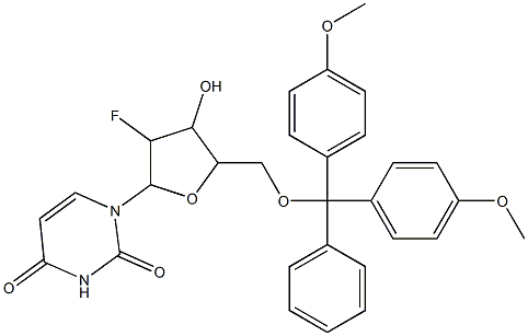 1-(5-{[bis(4-methoxyphenyl)(phenyl)methoxy]methyl}-3-fluoro-4-hydroxytetrahydro-2-furanyl)-2,4(1H,3H)-pyrimidinedione 구조식 이미지