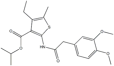 isopropyl 2-{[(3,4-dimethoxyphenyl)acetyl]amino}-4-ethyl-5-methyl-3-thiophenecarboxylate 구조식 이미지