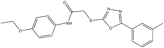 N-[4-(ethyloxy)phenyl]-2-{[5-(3-methylphenyl)-1,3,4-oxadiazol-2-yl]sulfanyl}acetamide 구조식 이미지