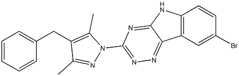 8-bromo-3-[3,5-dimethyl-4-(phenylmethyl)-1H-pyrazol-1-yl]-5H-[1,2,4]triazino[5,6-b]indole 구조식 이미지