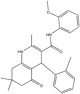 N-(2-methoxyphenyl)-2,7,7-trimethyl-4-(2-methylphenyl)-5-oxo-1,4,5,6,7,8-hexahydro-3-quinolinecarboxamide 구조식 이미지