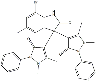 7-bromo-3,3-bis(1,5-dimethyl-3-oxo-2-phenyl-2,3-dihydro-1H-pyrazol-4-yl)-5-methyl-1,3-dihydro-2H-indol-2-one Structure