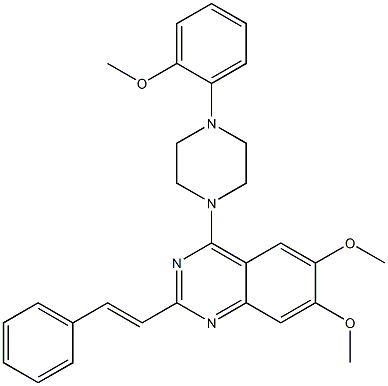 6,7-dimethoxy-4-[4-(2-methoxyphenyl)-1-piperazinyl]-2-(2-phenylvinyl)quinazoline 구조식 이미지