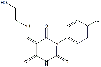 1-(4-chlorophenyl)-5-{[(2-hydroxyethyl)amino]methylene}-2,4,6(1H,3H,5H)-pyrimidinetrione Structure