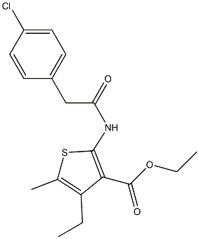 ethyl 2-{[(4-chlorophenyl)acetyl]amino}-4-ethyl-5-methyl-3-thiophenecarboxylate Structure