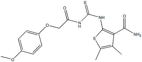 2-[({[(4-methoxyphenoxy)acetyl]amino}carbothioyl)amino]-4,5-dimethyl-3-thiophenecarboxamide Structure