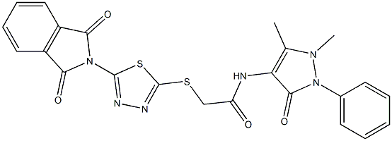 N-(1,5-dimethyl-3-oxo-2-phenyl-2,3-dihydro-1H-pyrazol-4-yl)-2-{[5-(1,3-dioxo-1,3-dihydro-2H-isoindol-2-yl)-1,3,4-thiadiazol-2-yl]sulfanyl}acetamide Structure