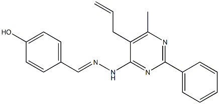 4-hydroxybenzaldehyde (5-allyl-6-methyl-2-phenyl-4-pyrimidinyl)hydrazone Structure