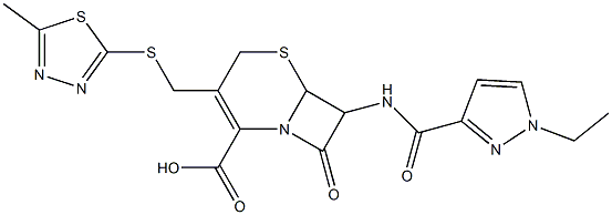 7-{[(1-ethyl-1H-pyrazol-3-yl)carbonyl]amino}-3-{[(5-methyl-1,3,4-thiadiazol-2-yl)sulfanyl]methyl}-8-oxo-5-thia-1-azabicyclo[4.2.0]oct-2-ene-2-carboxylic acid Structure