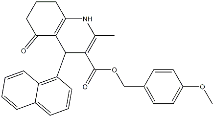 4-methoxybenzyl 2-methyl-4-(1-naphthyl)-5-oxo-1,4,5,6,7,8-hexahydro-3-quinolinecarboxylate 구조식 이미지