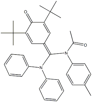 N-[(3,5-ditert-butyl-4-oxo-2,5-cyclohexadien-1-ylidene)(diphenylamino)methyl]-N-(4-methylphenyl)acetamide 구조식 이미지