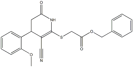 benzyl {[3-cyano-4-(2-methoxyphenyl)-6-oxo-1,4,5,6-tetrahydro-2-pyridinyl]sulfanyl}acetate 구조식 이미지