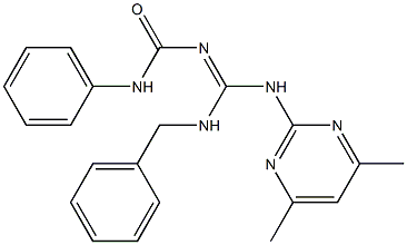 N-{(benzylamino)[(4,6-dimethyl-2-pyrimidinyl)amino]methylene}-N'-phenylurea 구조식 이미지