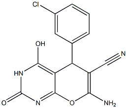 7-amino-5-(3-chlorophenyl)-4-hydroxy-2-oxo-3,5-dihydro-2H-pyrano[2,3-d]pyrimidine-6-carbonitrile Structure