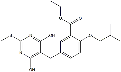 ethyl 5-{[4,6-dihydroxy-2-(methylsulfanyl)-5-pyrimidinyl]methyl}-2-isobutoxybenzoate 구조식 이미지