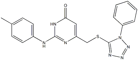 6-{[(1-phenyl-1H-tetraazol-5-yl)thio]methyl}-2-(4-toluidino)-4(3H)-pyrimidinone 구조식 이미지