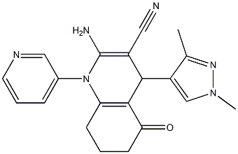 2-amino-4-(1,3-dimethyl-1H-pyrazol-4-yl)-5-oxo-1-pyridin-3-yl-1,4,5,6,7,8-hexahydroquinoline-3-carbonitrile Structure