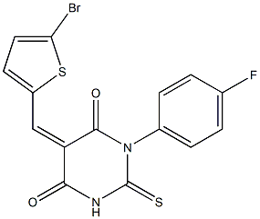 5-[(5-bromo-2-thienyl)methylene]-1-(4-fluorophenyl)-2-thioxodihydro-4,6(1H,5H)-pyrimidinedione Structure