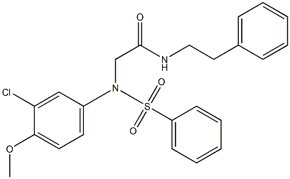 2-[3-chloro-4-methoxy(phenylsulfonyl)anilino]-N-(2-phenylethyl)acetamide Structure