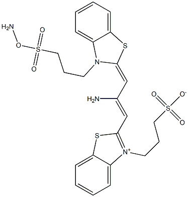 3-{2-[2-amino-3-(3-{3-[(aminooxy)sulfonyl]propyl}-1,3-benzothiazol-2(3H)-ylidene)-1-propenyl]-1,3-benzothiazol-3-ium-3-yl}-1-propanesulfonate 구조식 이미지