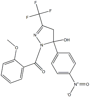 5-{4-nitrophenyl}-1-(2-methoxybenzoyl)-3-(trifluoromethyl)-4,5-dihydro-1H-pyrazol-5-ol 구조식 이미지