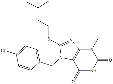 7-(4-chlorobenzyl)-8-(isopentylsulfanyl)-3-methyl-3,7-dihydro-1H-purine-2,6-dione Structure