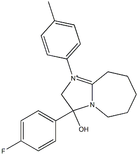 3-(4-fluorophenyl)-3-hydroxy-1-(4-methylphenyl)-2,5,6,7,8,9-hexahydro-3H-imidazo[1,2-a]azepin-1-ium 구조식 이미지