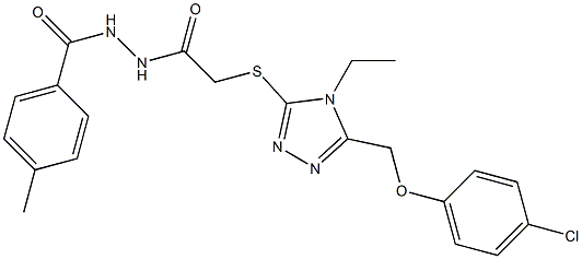 2-({5-[(4-chlorophenoxy)methyl]-4-ethyl-4H-1,2,4-triazol-3-yl}sulfanyl)-N'-(4-methylbenzoyl)acetohydrazide Structure