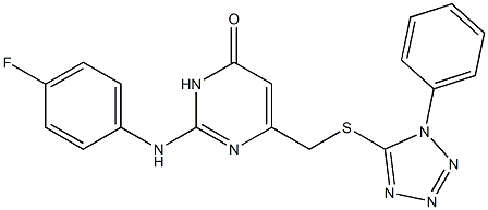 2-(4-fluoroanilino)-6-{[(1-phenyl-1H-tetraazol-5-yl)thio]methyl}-4(3H)-pyrimidinone Structure