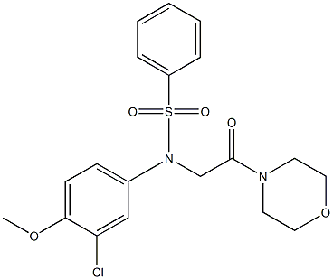 N-(3-chloro-4-methoxyphenyl)-N-[2-(4-morpholinyl)-2-oxoethyl]benzenesulfonamide 구조식 이미지