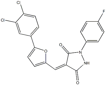 4-{[5-(3,4-dichlorophenyl)-2-furyl]methylene}-1-(4-fluorophenyl)-3,5-pyrazolidinedione 구조식 이미지