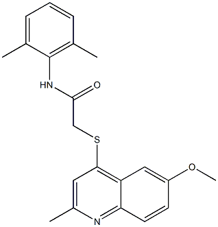 N-(2,6-dimethylphenyl)-2-[(6-methoxy-2-methyl-4-quinolinyl)sulfanyl]acetamide 구조식 이미지