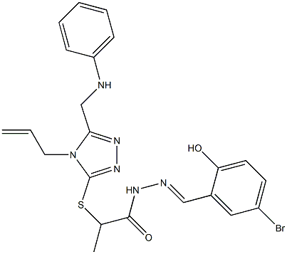 2-{[4-allyl-5-(anilinomethyl)-4H-1,2,4-triazol-3-yl]sulfanyl}-N'-(5-bromo-2-hydroxybenzylidene)propanohydrazide 구조식 이미지