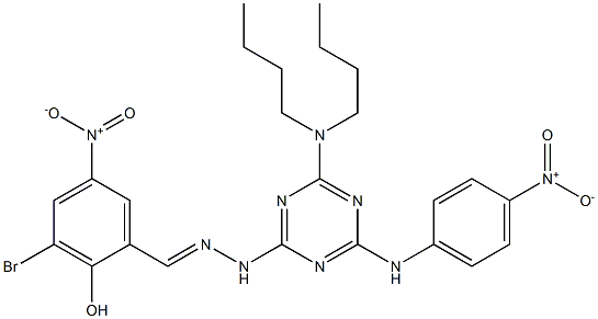 3-bromo-2-hydroxy-5-nitrobenzaldehyde (4-(dibutylamino)-6-{4-nitroanilino}-1,3,5-triazin-2-yl)hydrazone Structure