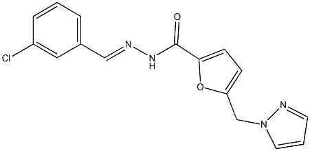 N'-(3-chlorobenzylidene)-5-(1H-pyrazol-1-ylmethyl)-2-furohydrazide Structure