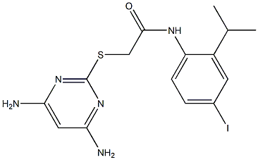 2-[(4,6-diaminopyrimidin-2-yl)sulfanyl]-N-(4-iodo-2-isopropylphenyl)acetamide 구조식 이미지