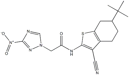 N-(6-tert-butyl-3-cyano-4,5,6,7-tetrahydro-1-benzothien-2-yl)-2-{3-nitro-1H-1,2,4-triazol-1-yl}acetamide 구조식 이미지